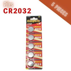 EnoughElec 5 x Piles CR2032 3V Batterie, Pile Bouton au Lithium 3 volts