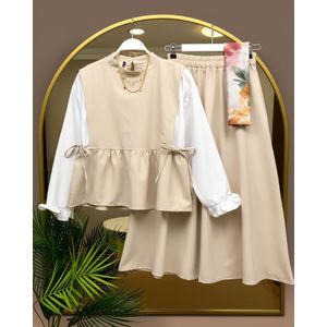 Ensemble Femme 3 Pièces en Crêpe – Élégance et Confort - Ref 134 - Beige
