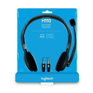 Logitech H110 Casque Filaire, Ecouteurs Stéréo avec Micro Anti-Parasite, Double Fiche Jack 3,5mm, PC/Mac/Portable - Noir