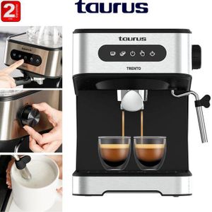 Taurus Machine à café à expresso 20 Bar commandes tactiles ,buse vapeur ,filtre pour 1 ou 2cafés ,1,2L ,Inox/noir ,850w