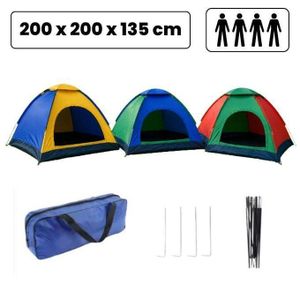 Tente Dôme Étanche 4 Places – Tente de Randonnée et de Plage avec Sac de Transport (Couleur Aléatoire)