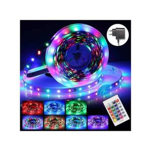 Bande lumineuse LED - RGB - 5m - Télécommande multifonction - Contrôle Bluetooth - Installation facile