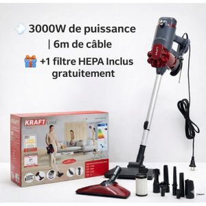 Kraft Line TurboClean, aspirateur à main 3000W cyclonique avec tube aluminium ultra puissant