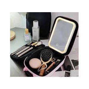 Mallette de Maquillage Femme avec Miroir LED Éclairage Réglable Organisateur de Cosmétiques Grande Capacité