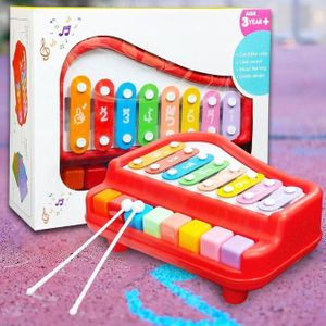 Jouet Xylophone et Piano 2 en 1 pour Enfants – 8 Touches Colorées avec Baguettes