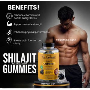Hemani Shilajit Gummies Extrait de Résine 400mg - 30 Gummies Végétarien 