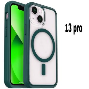 Pochette iPhone 13 pro, transparent case, agréable au toucher confort Complète,wireless Vert