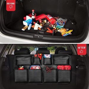 Siège de voiture Retour Sac de rangement Organisateur Voyage Boîte Poche PU  Cuir Auto Accessoires 