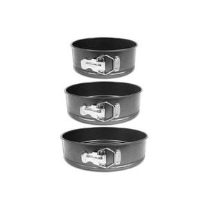 Lot de 3 moules Rond 24 26 et 28 cm, Fond Amovible Avec revêtement anti-adhésif