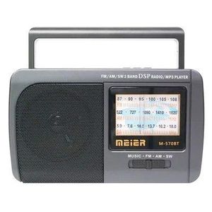 Meier Radio  Portable 3-Band Radio AM FM SW, Lampe de poche LED, Carte TF et MP3 Lecteur, Haut-parleurs rechargeables Bluetooth