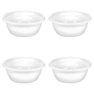 Bassine - Plastique Opaque - Polyvalente Grande Capacité - Blanche 10 L - Lot de 4
