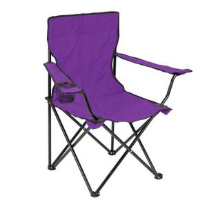 Chaise de camping de plage pliante mauve avec porte-boissons