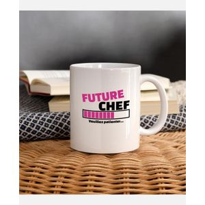 كأس قهوة وشاي من السيراميك لون أبيض مطبوع - المدير مستقبلا