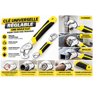 Clés Multifonctions Réglables pour Plomberie et Mécanique – Lot de 2 Outils Universels pour Serrage et Desserrage de Pièces de Différentes Dimensions