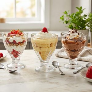 Set de 3 Coupes à Dessert en Verre Premium - Idéal pour Glaces, Salades de Fruits et Verrines