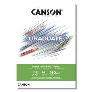 Canson Blocs Papiers Graduate Dessin - A4 - 160g/m² - 30 feuilles