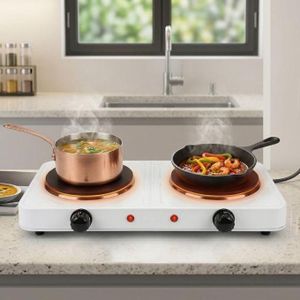 Rechaud electrique double portable pour cuisson polyvalente