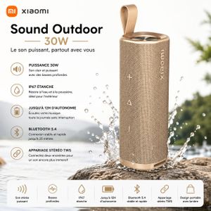 XIAOMI Sound Outdoor – Enceinte Bluetooth Portable 30W IP67, Bluetooth 5.4, TWS, Autonomie 12h, Son Stéréo Puissant Haut-parleur – Vert