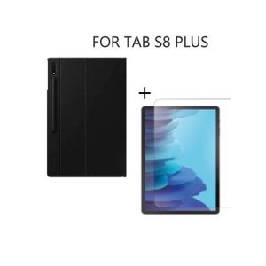 Pochette cover etui tablette Style livre pour samsung galaxy Tab S8 PLUS 12.4pouce avec antichoc en verre