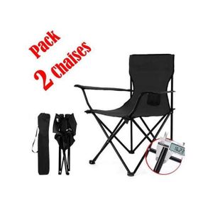 Pack 2Chaise de Camping pliante, Portable, pour la plage, la pêche, le pique-nique...