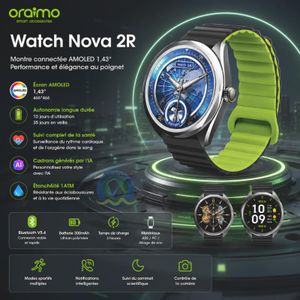 Oraimo Montre Connectée Watch Nova 2R OSW-834  AMOLED 1,43" 35 Jours d'Autonomie ,Suivi Santé Intelligent