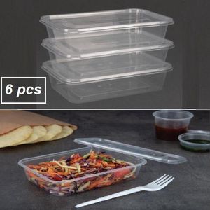 "Lot de 6 boîtes en plastique transparent pour une organisation efficace et une conservation des aliments prolongée. "