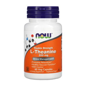 Now Foods L-théanine, Double efficacité, 200 mg, 60 capsules végétales