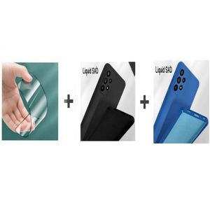 Case Pack : 2 pochette pour Samsung A23 souple silicone Noir et Bleu  + ciramik