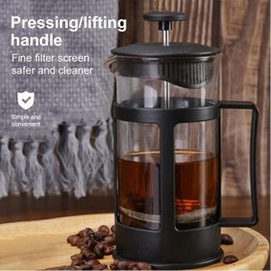 Presse à Café et Théière à Piston 300ml avec Triple Filtration, en Verre Borosilicate Résistant et Acier Inoxydable