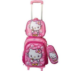 Ensemble sac à dos à roulettes 3-en-1 Hello Kitty pour filles