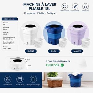 General Machine à Laver 18L Pliable 260w - couleurs aléatoire