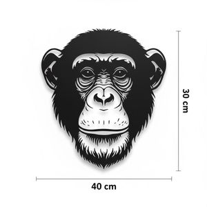 Tableau mural noir représente un portrait de chimpanzé en bois MDF 30*40CM