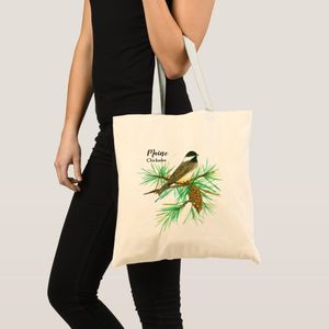 Tote bag maine chickadee white pine cone tassel Unique, haute qualité
