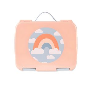 Boîte à lunch Bento pour enfants - Plastique durable avec compartiments - Idéale école et pique-nique - Design arc-en-ciel rose pêche