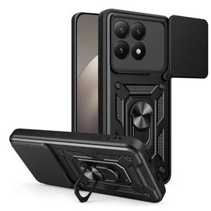 Case Pochette de téléphone à rotation de grande taille antichute de nouvelle alliance de l'industrie militaire avec poignée rotative à 360°, étui de téléphone certifié militaire avec protection anti-chute noir pour Xiaomi 15T
