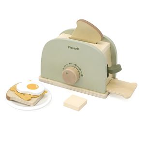 Grille-pain Jouet en Bois - Jeu d'Imitation Cuisine - avec Accessoires - Vert Menthe & Naturel