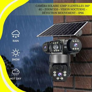TvT améra de Surveillance Solaire 12MP Triple Lentille 360° 4G – Sécurité Extérieure IP66