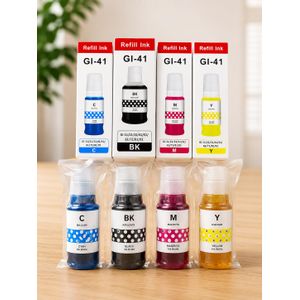 Refill Ink Printer Pack 4 Bouteilles d'Encre Compatible Canon GI-41 -Pour Imprimantes PIXMA G1420 / G2420 / G2460 / G3420 / G3460