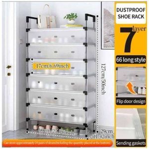 Meuble de Rangement pour Chaussures – 7 Couches – Étagère avec Porte Anti-Poussière
