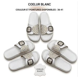 Mules Claquettes  pour Femme - Sandales Confortables Ornées de Strass _36