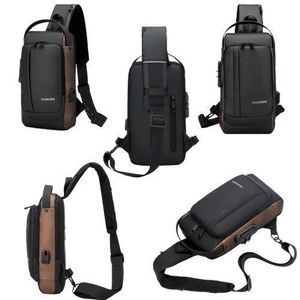 Sac de poitrine, sac à bandoulière étanche et antivol avec port USB, sac pour homme