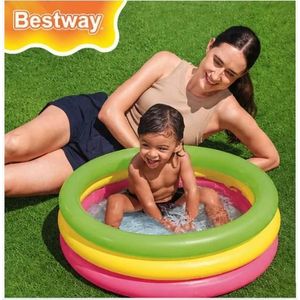 General Bestway Piscine Gonflable Ronde pour Bébé et Enfant 70 x 24 cm – Mini Piscine de Jardin 3 Anneaux Colorés – Bassin d'Été pour Enfants 2 Ans+