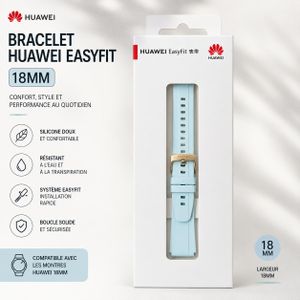 Huawei Bracelet EasyFit 18mm 100% Original en Silicone pour Watch GT 4 41mm, Watch GT 5 41mm GT 6 41mm - GT4 GT5 GT6 Strap Bleu Ciel avec Boucle Dorée