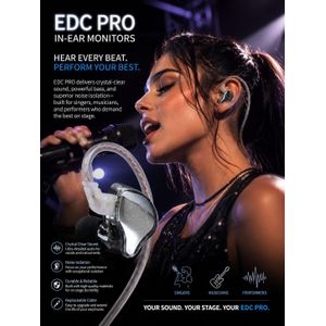 Kz Écouteurs EDC PRO Professionnels pour Chanteurs et Musiciens et Pour une Écoute Quotidienne et  Sport