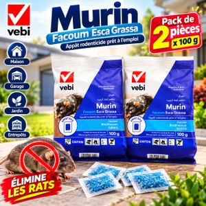 VEBI Pack 2 Kit Anti Rongueurs Pâte Appât Graisseuse Anti Rats Et Souris 100g x2 Pieces-Mrin