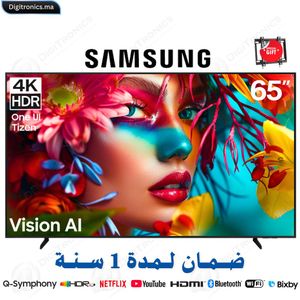 Samsung 65 Crystal UHD 4K Smart One UI Tizen Vision AI HDR10+ design MetalStream + Support gratuit, 65U8000H
