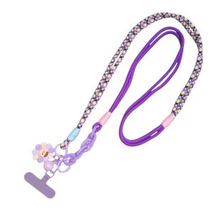 LANIÈRE DE TÉLÉPHONE PORTABLE TRESSÉE ULTRA-LONGUE – CORDON TOUR DE COU, ANTI-PERTE, DURABLE, DESIGN VIOLET