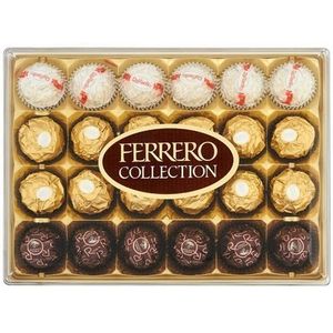 SH-01 Boîte de bonbons de 5 bandes - 1 - *RAFFAELLO*, 3 - *FERRERO ROCHER*  chocolat au lait et 1 - *FERRERO ROCHER* chocolat noir. - SH-01