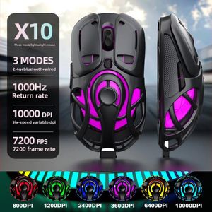K-Snake Souris Gamer sans fil 2.4G Souris Gaming Bluetooth Sans fil 2.4G et Filaire, 10000DPI , RGB , Batterie 400mAh, Taux 10000Hz  - X10 