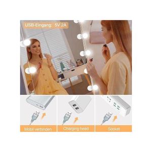 Miroir Lumineux LED de Coiffeuse 10 Ampoules – Éclairage Dimmable USB pour Maquillage